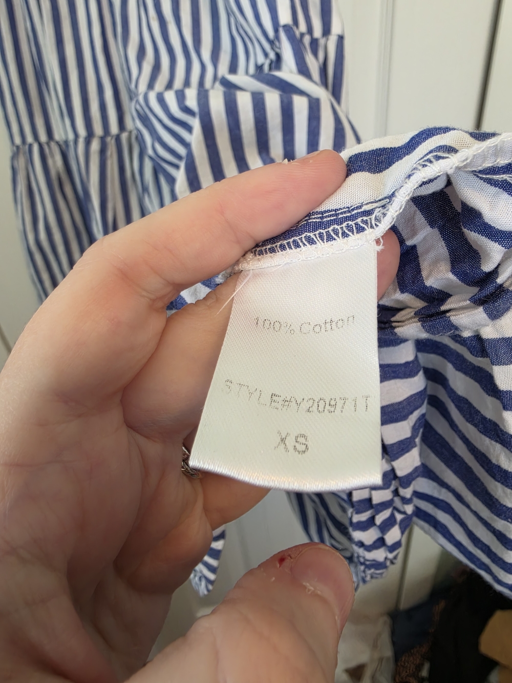 Pomander Place Blue & White Stripe Sleeveless Cotton Poplin Kenzo Dress Size XS - Picture 5 of 5